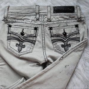 ROCK REVIVAL gray, low rise ankle skinny jeans